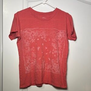 J. Crew Faded Red Bandana Print Knit Top